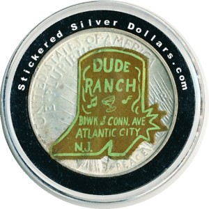 The Atlantic City Dude Ranch Silver Dollar Sticker