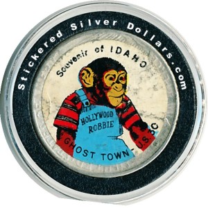 Ape with overalls with words "Hollywood Robbie" Souvenir of Idaho Ghost Town -U.S. 30