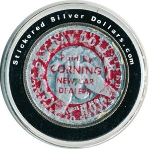 Paid By Corning New Car Dealers Stickered Morgan Silver Dollar