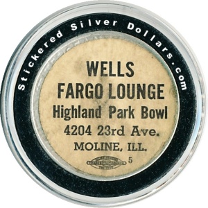 Wells Fargo Lounge Highland Park Bowl Moline Illinoiss Silver Dollar